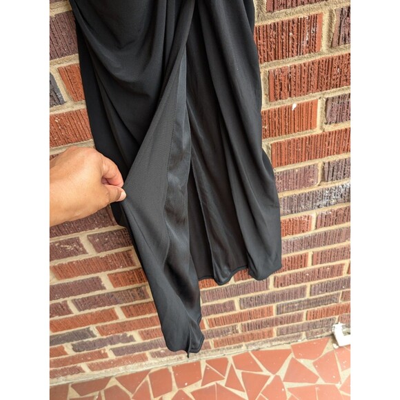 NWT*BETSY & ADAM WRAP GOWN DRESS-RUCHING-FRONT SLIT RUFFLE-V-NECK-BLACK-SZ 10 - Picture 10 of 13